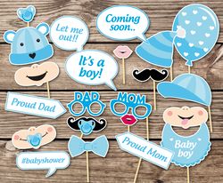 Baby shower party props, Baby party, Gender reveal, Party masks, decoration, Baby boy