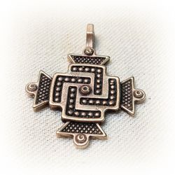 Handmade brass necklace pendant Svarga,svarga brass necklace charm,ukrainian handmade jewelry,ukrainian sun symbol charm