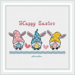 Cross stitch pattern Bunny egg Happy Easter holiday ornament colorful bunnies eggs counted crossstitch patterns PDF