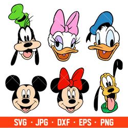 Mickey, Minnie, Donald, Daisy, Goofy, Pluto Bundle Svg, Disney Friends Svg, Disney Characters Svg, Cricut, Silhouette