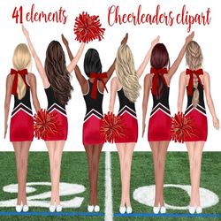 Cheerleaders Clipart: "GIRLS CLIPART" Watercolor Girls Best Friends Sports Team Clip Art Planner Girl Clipart Custom Hai