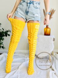 Knitting pattern Plush stockings Thigh higs socks Pattern PDF download Beginner knitting DIY knitting Fuzzy socks