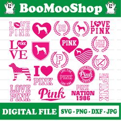 Love Pink Bundle SVG File Love Pink Clip Art Love Pink VS Love Pink Printable Decal Dog Cricut Silhouette