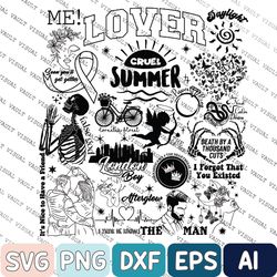 Music Lover Svg, Lover Track List Comfort Colors Svg, Cruel Summer Cornelia Street Paper Rings You Need To Calm Down Day