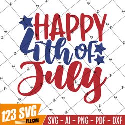 Happy 4th Of July SVG / Cut File / Clip art / Commercial use / Instant Download / Silhouette / Fourth of July SVG / Inde