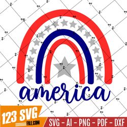 4th of July SVG, America Rainbow SVG, Patriotic Rainbow, Digital Download, Cut File, Sublimation, Clip Art (svg/png/dxf/
