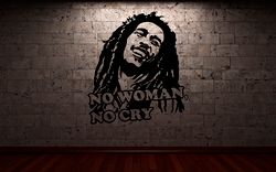 Bob Marley Sticker, No Woman No Cry, Famous Musician And Singer, Wall Sticker Vinyl Decal Mural Art Decor
