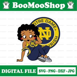 Betty Boop With Notre Dame irish PNG File, NCAA png, Sublimation ready, png files for sublimation,printing DTG printing