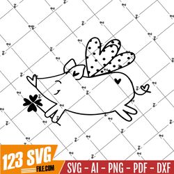 Happy Lucky Pig - plotter file in PNG, SVG and DXF