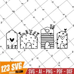 Happy little house full of love - plotter file in PNG, SVG and DXF