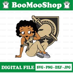 Betty Boop With Army Black Kinght Football PNG File, NCAA png, Sublimation ready, Sublimation design download