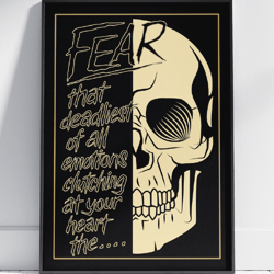 Fearful Skull Wall Art with Text Skull Painting by Stainles