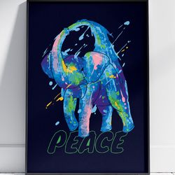 Watercolor Elephant Wall Art Canvas Painting by Stainles