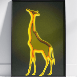 Giraffe Painting Silhouette Abstract Wall Art by Stainles