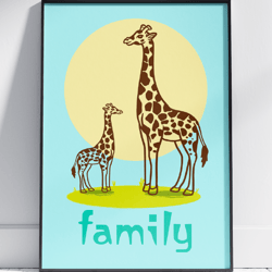 Family Giraffes Painting for Your Wall Decor by Stainles