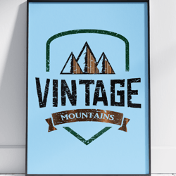 Vintage Mountain Painting Minimalist Grunge Mountain Art Mountain Landscape by Stainles