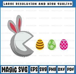 Pac-Man Easter Day Svg, Happy Easter Day Bunny Egg Funny Boys Girls Kids Easter, Easter Bunny, Digital Download