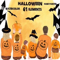 Halloween Family clipart: "FAMILY CLIPART" Family pajamas jack o Lantern Autumn Family, Fall clipart Witch hat Mug desig