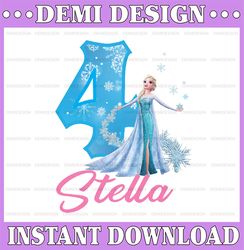 Personalized Frozen Number Birthday, Elsa Girl's Birthday Png, Frozen Matching Family Png, Happy Birthday Girl Png, Cust