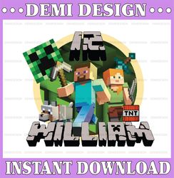 Personalized Minecrafter Happy Birthday Boy Girl Png, Custome Minecrafter Birthday Png, Custom Name Game Png, Digital Do