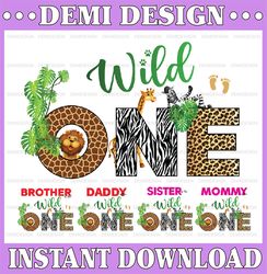 Personalized Wild One Bundle Family Design, Birthday Wild One PNG, Zoo Animal Safari Birthday, Wild Birthday,  Sublimati