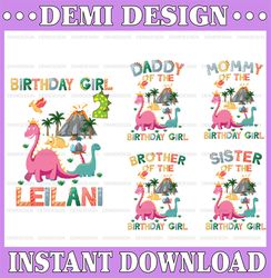 Personalized Dinosaur Family Birthday Png,Family Birthday Girl Png, Dinosaur Birthday Png,Party Girl Png,Cute Dinosaur P