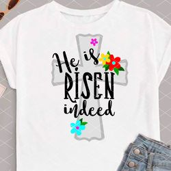 He is risen indeed Quote Religious. Cross clipart Digital downloads