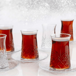 Handmade Turkish Tea Cup, Turkish 12 pcs tea glass set, L Durable Clear Mug, Extra Big Tea Cup, Christmas Gift for Her,