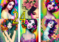 Beautiful women, goddess, sticker, card, scrapbooking-4
