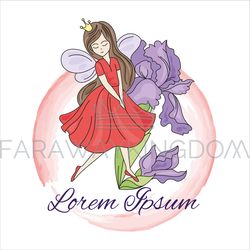 NICE GIRL Floral Princess Fairy Cartoon Vector Illustration Set