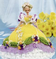 crochet pattern PDF-Fashion doll Barbie gown crochet vintage pattern-Daffodil Glorious Gown-Crochet blueprint