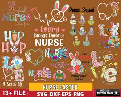 13 file Nurse easter svg bundle , easter svg eps dxf png, for Cricut, Silhouette, digital, file cut