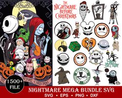 1500 file Nightmare Before Christmas SVG Mega Bundle svg eps png, for Cricut, Silhouette, digital, file cut