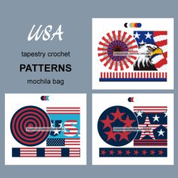 Tapestry Crochet Mochila Bag patterns / Set America