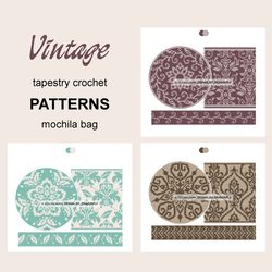 Tapestry Crochet PDF Patterns, graph instructions / Set Vintage