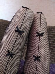 Coquette Black Fishnet Tights Bows | Front Seem Pantyhose fishnets
