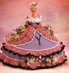 crochet pattern PDF- 19th century southern dress fashion doll Barbie gown crochet vintage pattern-Crochet blueprint