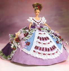 crochet pattern PDF- mid 19th century south dress fashion doll Barbie gown crochet vintage pattern-Crochet blueprint