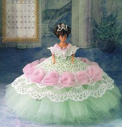 crochet pattern pdf- fashion doll barbie gown crochet vintage pattern-crochet blueprint-doll dress pattern