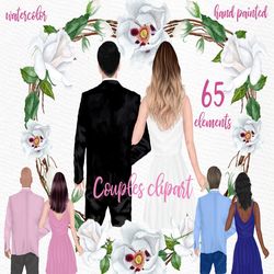 Couples Clipart: "CUSTOM COUPLES" Wedding couples Hart shape wreath Male Clipart Girls Png Watercolor People Mug Designs