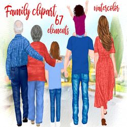 Family clipart: "GRANDPARENTS CLIPART" Dad Mom Children Watercolor people Siblings clipart Family Mug designs Older peop