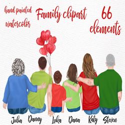 Family clipart: "GRANDPARENTS CLIPART" Family sitting Beach Landscape Dad Mom Children Watercolor people Siblings clipar