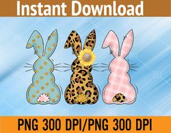 Easter Bunny Trio Rabbit Leopard Matching Cute PNG, Digital Download