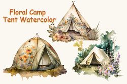 Floral Camp Tent Watercolor