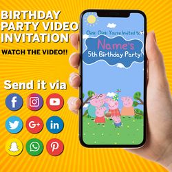 Peppa Pig Video Invitation, Electronic Peppa Pig Birthday Invitation, Peppa Pig Digital Invitation, Peppa Pig Evite