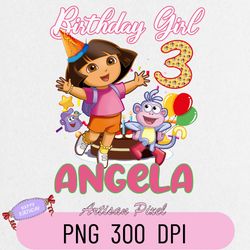 Dora the Explorer Birthday Png, Personalized Dora the Explorer Png, Birthday Party Theme Png, Matching Family Pngs Birth