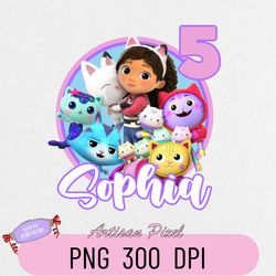 Dollhouse Inspired Birthday Png, Gabbys Theme Party Png, Personalized Png kids, Gift Birthday Png, family Png