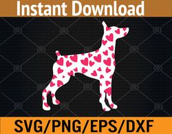 Valentines Day Doberman Pinscher Hearts Puppy Dog Lover Svg, Eps, Png, Dxf, Digital Download
