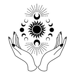 Mystical Sun With Woman Hands SVG Motivational SVG Cutting Files