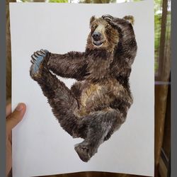 Bear Original Watercolor Painting Animal Watercolor Painting by Guldar